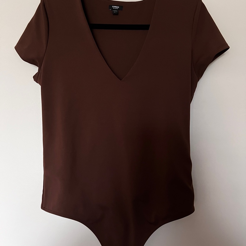Brown V-Neck Bodysuit